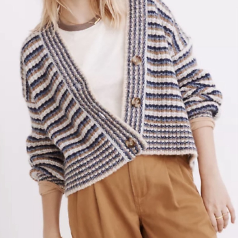 Madewell Striped Blue Cardigan